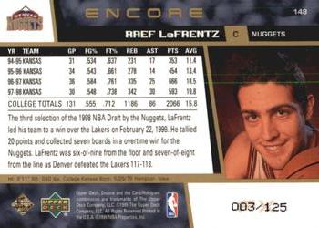 1998-99 Upper Deck Encore - F/X #148 Raef LaFrentz Back