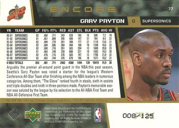 1998-99 Upper Deck Encore - F/X #77 Gary Payton Back