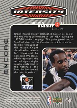 1998-99 Upper Deck Encore - Intensity #I5 Brevin Knight Back