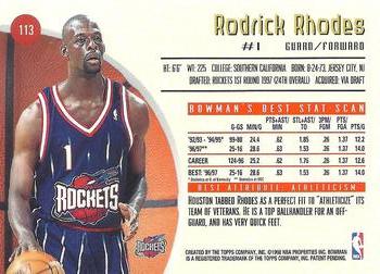 1997-98 Bowman's Best #113 Rodrick Rhodes Back