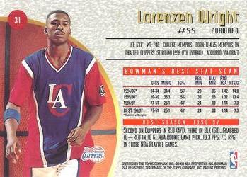 1997-98 Bowman's Best #31 Lorenzen Wright Back