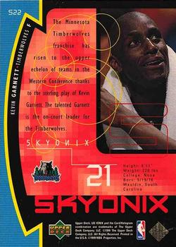 1998-99 Upper Deck Ionix - Skyonix #S22 Kevin Garnett Back