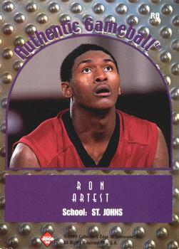 1999 Collector's Edge Rookie Rage - Authentic Gameball #RA Ron Artest Back