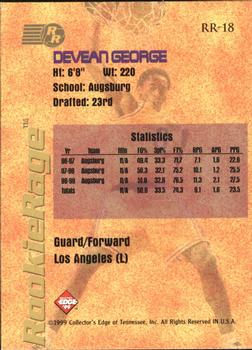 1999 Collector's Edge Rookie Rage - Gold Ingot #RR-18 Devean George Back