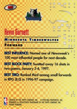 1997-98 Bowman's Best - Best Cuts #BC5 Kevin Garnett Back