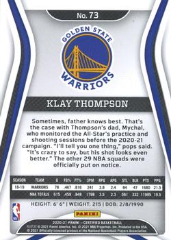 2020-21 Panini Certified - Mirror Gold #73 Klay Thompson Back