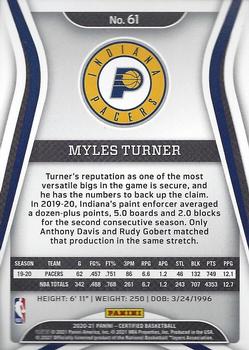 2020-21 Panini Certified - Mirror Orange #61 Myles Turner Back