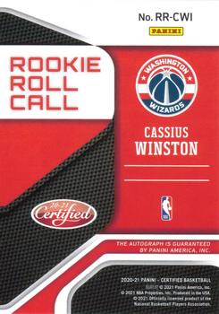 2020-21 Panini Certified - Rookie Roll Call #RR-CWI Cassius Winston Back