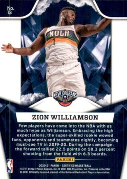 2020-21 Panini Certified - The Mighty #13 Zion Williamson Back