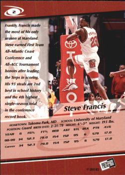 1999 Press Pass - Gold Zone #2 Steve Francis Back
