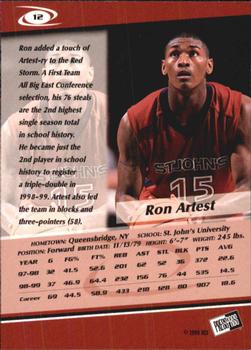 1999 Press Pass - Gold Zone #12 Ron Artest Back