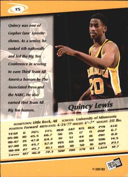 1999 Press Pass - Gold Zone #15 Quincy Lewis Back