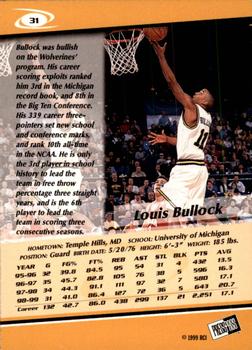1999 Press Pass - Gold Zone #31 Louis Bullock Back
