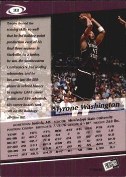 1999 Press Pass - Gold Zone #33 Tyrone Washington Back