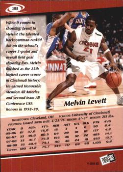1999 Press Pass - Gold Zone #38 Melvin Levett Back