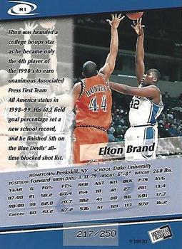 1999 Press Pass - Reflectors #R1 Elton Brand Back