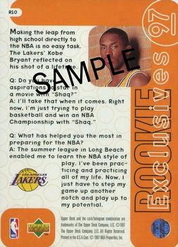 1996-97 Upper Deck - Rookie Exclusives Uncut Sheet Singles #R10 Kobe Bryant Back