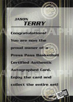 1999 Press Pass Authentics - Autographs #NNO Jason Terry Back