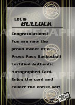 1999 Press Pass Authentics - Autographs #NNO Louis Bullock Back
