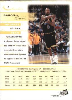 1999 Press Pass Authentics - Hang Time #3 Baron Davis Back