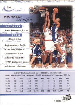 1999 Press Pass Authentics - Hang Time #24 Michael Ruffin Back