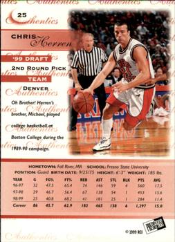 1999 Press Pass Authentics - Hang Time #25 Chris Herren Back