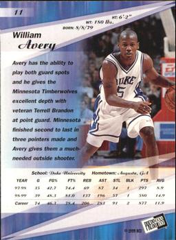 1999 Press Pass SE - Alley Oop #11 William Avery Back