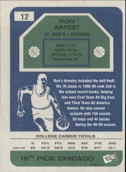 1999 Press Pass SE - Old School #12 Ron Artest Back