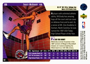 1997-98 Collector's Choice #335 Tracy McGrady Back