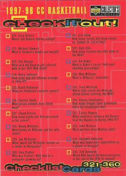 1997-98 Collector's Choice #399 Checklist: 321-360 Front