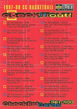 1997-98 Collector's Choice #400 Checklist: 361-400 Front