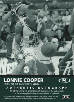 1999 SAGE - Autographs Bronze #A14 Lonnie Cooper Back