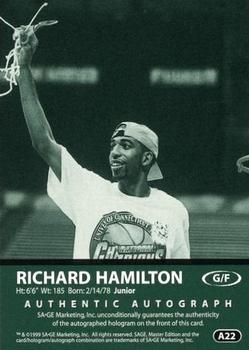 1999 SAGE - Autographs Gold #A22 Richard Hamilton Back