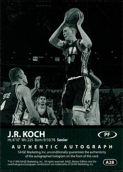 1999 SAGE - Autographs Gold #A28 J.R. Koch Back
