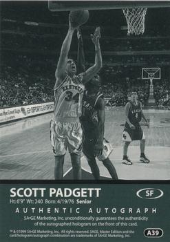 1999 SAGE - Autographs Platinum #A39 Scott Padgett Back