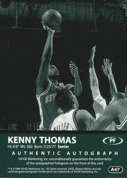 1999 SAGE - Autographs Platinum #A47 Kenny Thomas Back