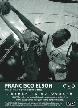 1999 SAGE - Autographs Silver #A17 Francisco Elson Back