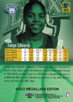 1999 Ultra WNBA - Gold Medallion #110G Tonya Edwards Back