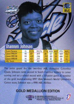 1999 Ultra WNBA - Gold Medallion #116G Shannon Johnson Back