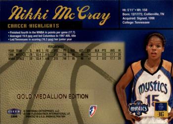 1999 Ultra WNBA - Gold Medallion #3G Nikki McCray Back