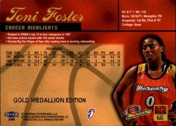 1999 Ultra WNBA - Gold Medallion #6G Toni Foster Back