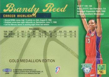 1999 Ultra WNBA - Gold Medallion #9G Brandy Reed Back