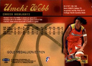1999 Ultra WNBA - Gold Medallion #14G Umeki Webb Back