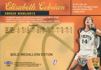 1999 Ultra WNBA - Gold Medallion #30G Elisabeth Cebrian Back