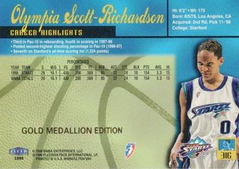 1999 Ultra WNBA - Gold Medallion #31G Olympia Scott-Richardson Back