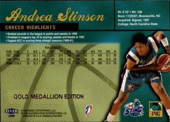 1999 Ultra WNBA - Gold Medallion #34G Andrea Stinson Back
