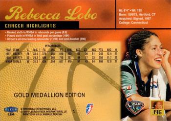 1999 Ultra WNBA - Gold Medallion #39G Rebecca Lobo Back