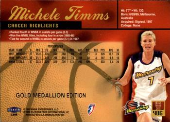 1999 Ultra WNBA - Gold Medallion #40G Michele Timms Back