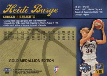 1999 Ultra WNBA - Gold Medallion #53G Heidi Burge Back