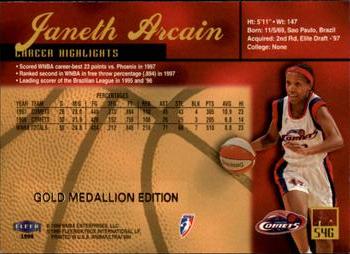 1999 Ultra WNBA - Gold Medallion #54G Janeth Arcain Back